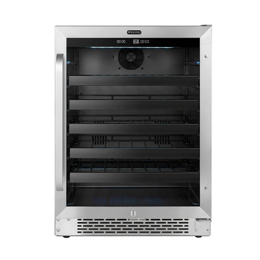 Whynter BWR-408SB 24 inch Built-In 46 Bottle Undercounter Stainless Steel Wine Refrigerator with Reversible Door, Digital Control, Lock, and Carbon Filter - front view