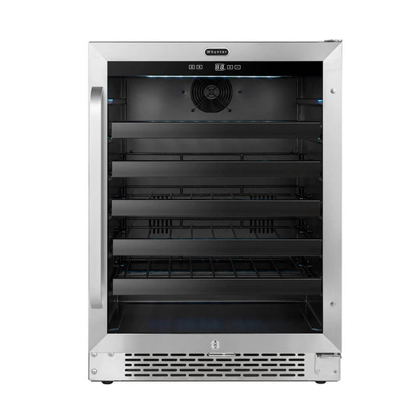 Whynter BWR-408SB 24 inch Built-In 46 Bottle Undercounter Stainless Steel Wine Refrigerator with Reversible Door, Digital Control, Lock, and Carbon Filter - front view