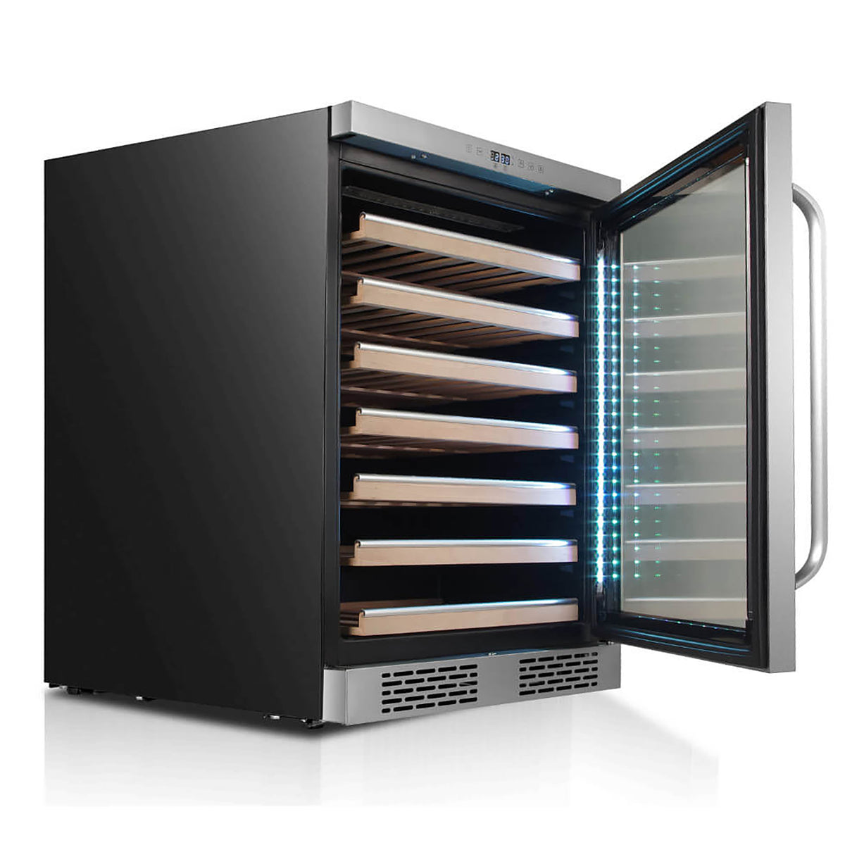 Whynter BWR-545XS Elite Spectrum Lightshow 54 Bottle Stainless Steel 24 inch Built-in Wine Refrigerator with Touch Controls and Lock - front view