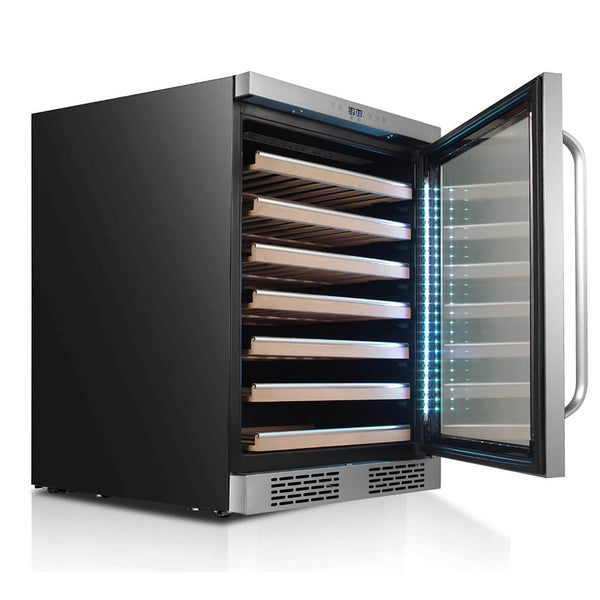 Whynter BWR-545XS Elite Spectrum Lightshow 54 Bottle Stainless Steel 24 inch Built-in Wine Refrigerator with Touch Controls and Lock - front view