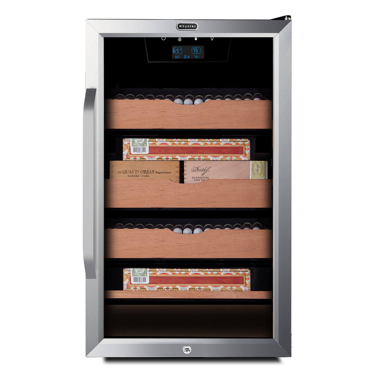 Whynter CHC-421HC 650-Count 4.2 cu.ft. Electric Cigar Cabinet Cooler and Humidor with Humidity Temperature Control Cooling & Heating and Spanish Cedar Shelves - front view